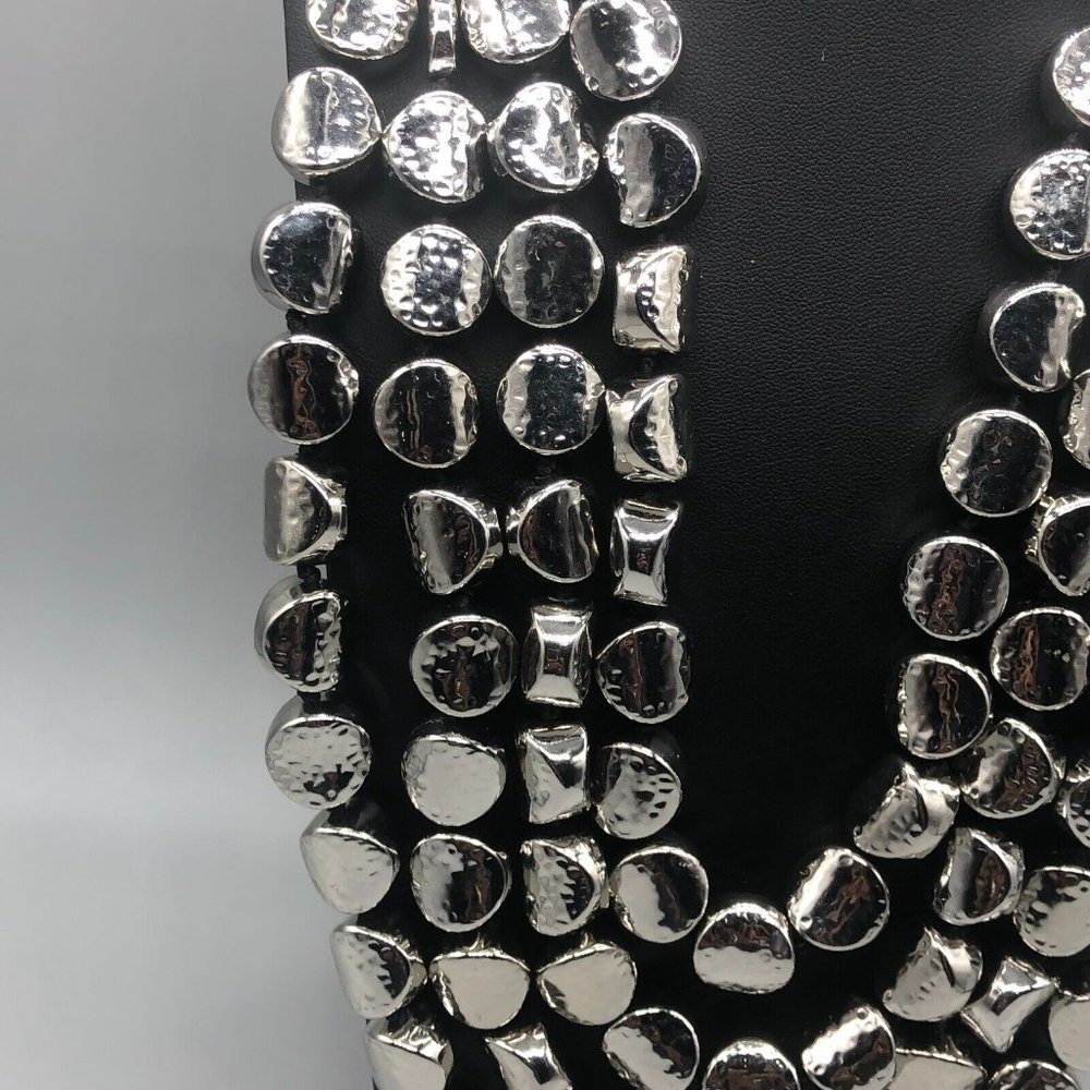 Chico's Multi-Strand Silver Disc Statement Necklace - Picture 4 of 11